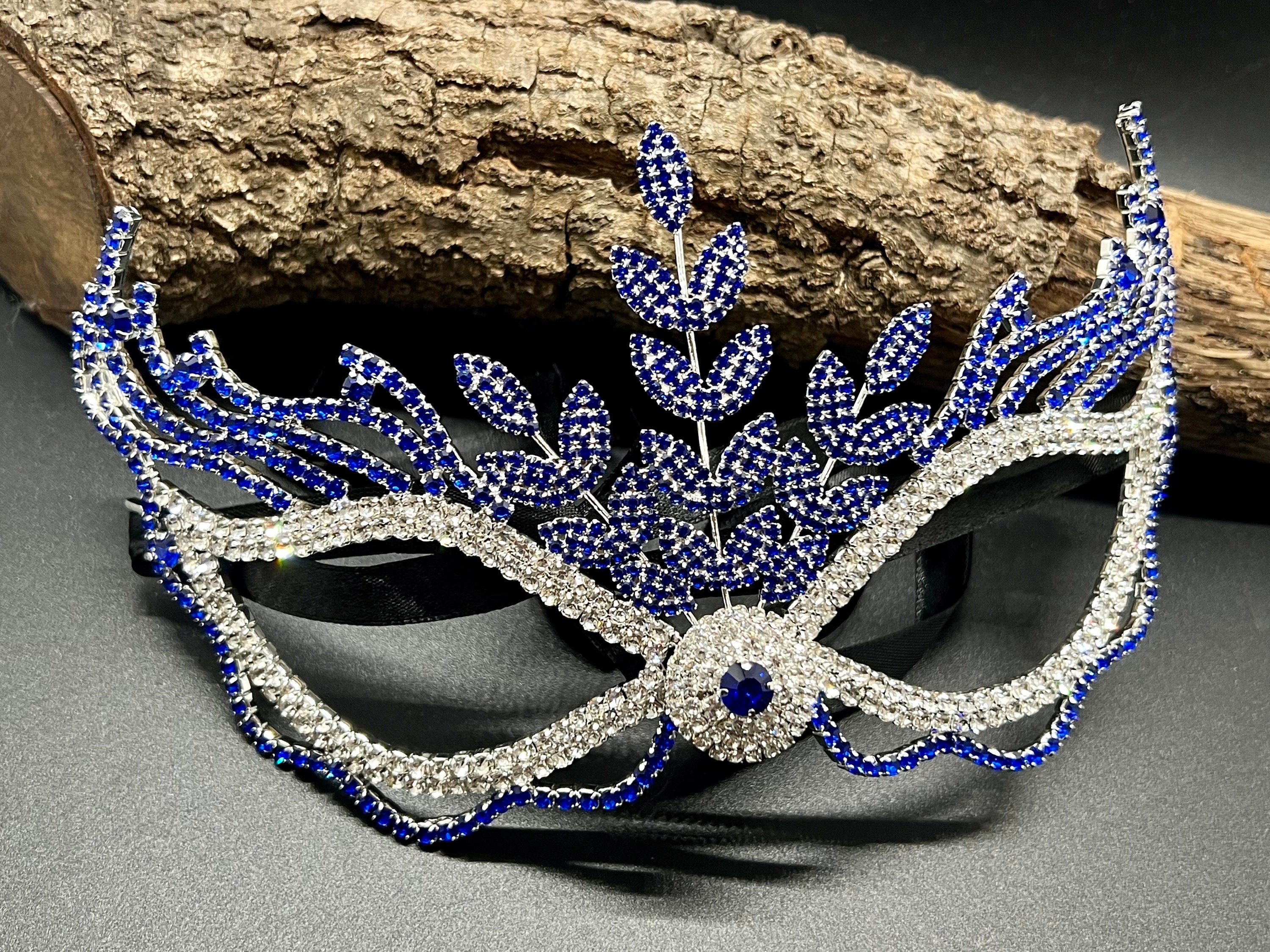 ROYAL BLUE Crystal Mardi Gras Mask. Masquerade Ball Dance Party Mask. Wedding crystal mask. Prom crystal mask. Party eye mask