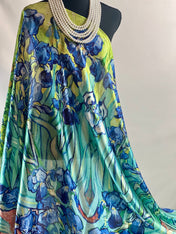 Irises Masterpiece Classic Artwork 35" x 72" Shawl: Versatile Neck Scarf, Head Scarf, Summer Scarf, Beach Coverup, and Unique Gift Scarf