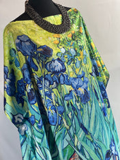 Irises Van Gogh Kaftan Summer Caftan Resort Dress Beach Coverup Relax Fit Dress Artful print Kaftan Stylish Fashion Dress Lightweight Caftan