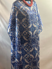 Azulejo Pattern Kaftan Summer Caftan Resort Dress Beach Coverup Relax Fit Dress Artful print Kaftan Stylish Fashion Dress Lightweight Caftan