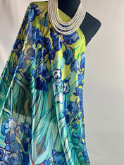 Irises Masterpiece Classic Artwork 35" x 72" Shawl: Versatile Neck Scarf, Head Scarf, Summer Scarf, Beach Coverup, and Unique Gift Scarf