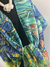 Art print The Irises by Van Gogh blouse, The Irises Van Gogh kimono, Summer wrap Summer wear beach coverup