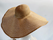 TAN BROWN Stylish and Trendy Summer Hat Oversize Straw Hat Large Beach Hat Extra Wide Brim Hat 26" Wide Sun Hat Wedding Hat Bride Hat