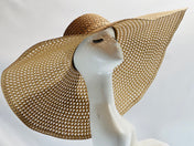 TAN BROWN Stylish and Trendy Summer Hat Oversize Straw Hat Large Beach Hat Extra Wide Brim Hat 26" Wide Sun Hat Wedding Hat Bride Hat