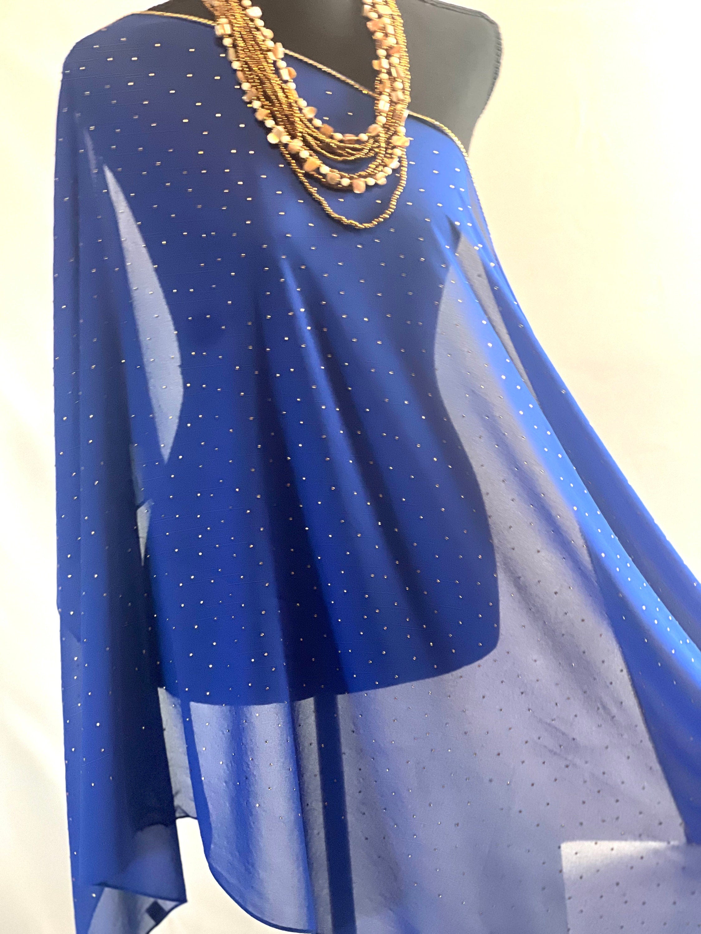 Royal Blue Scarf Rhinestone Elegance: Border Scarf Shawl with Sparkling Accents wedding shawl church cape party shawl birthday gift scarf