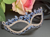 BLUE Crystal Mardi Gras Mask. Masquerade Ball Dance Party Mask. Wedding crystal mask. Prom crystal mask. Party eye mask