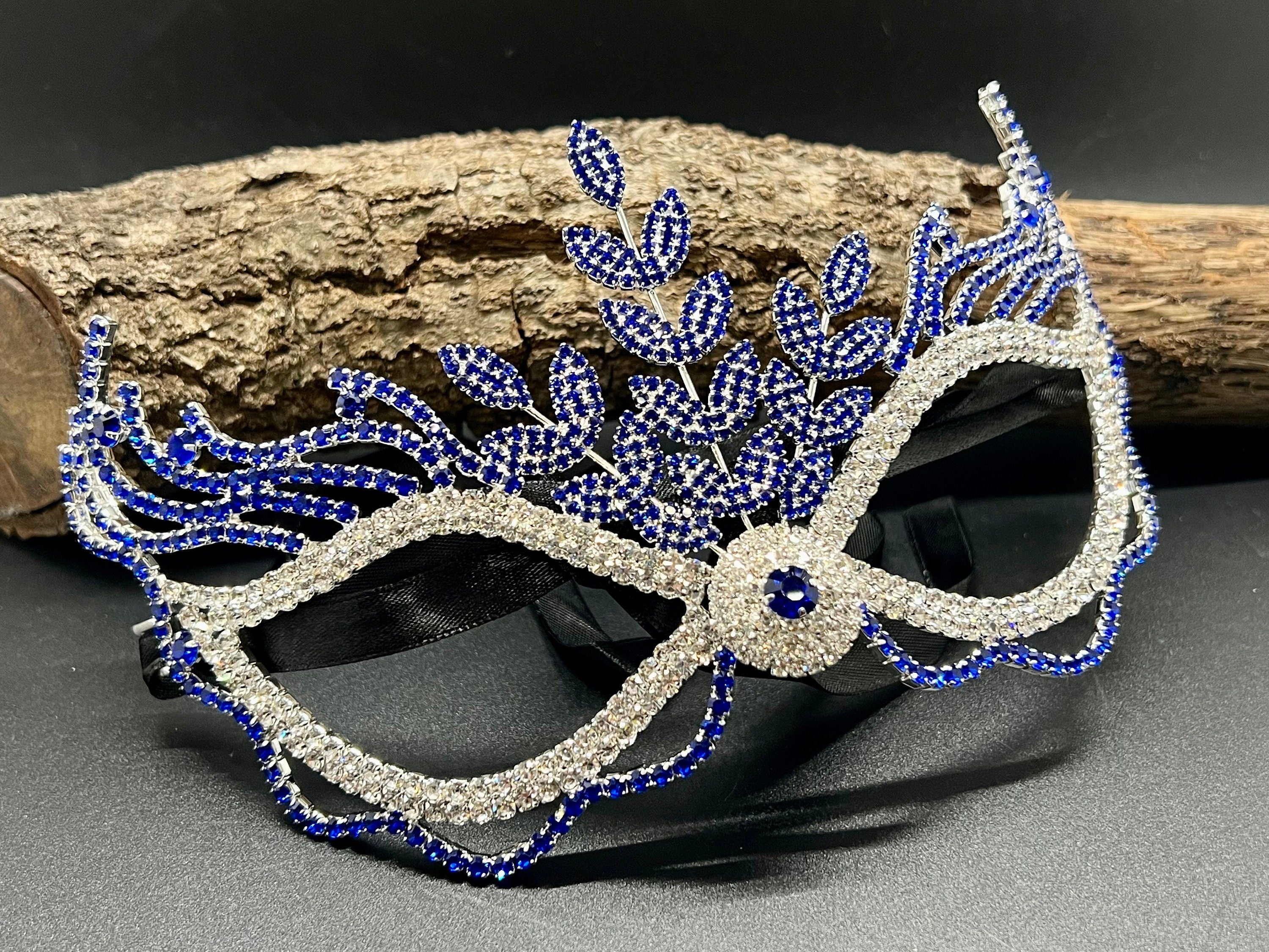 ROYAL BLUE Crystal Mardi Gras Mask. Masquerade Ball Dance Party Mask. Wedding crystal mask. Prom crystal mask. Party eye mask