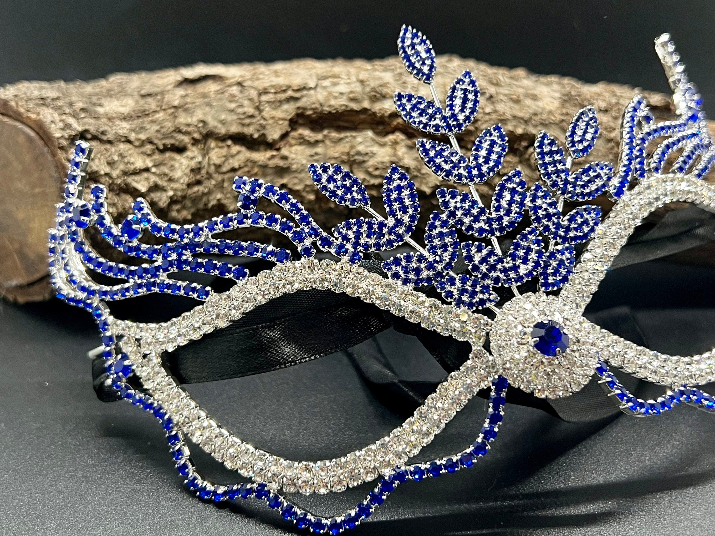 ROYAL BLUE Crystal Mardi Gras Mask. Masquerade Ball Dance Party Mask. Wedding crystal mask. Prom crystal mask. Party eye mask