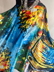 Les Jardin Masterpiece Classic Artwork 35" x 72" Shawl: Versatile Neck Scarf, Head Scarf, Summer Scarf, Beach Coverup Van Gogh Scarf