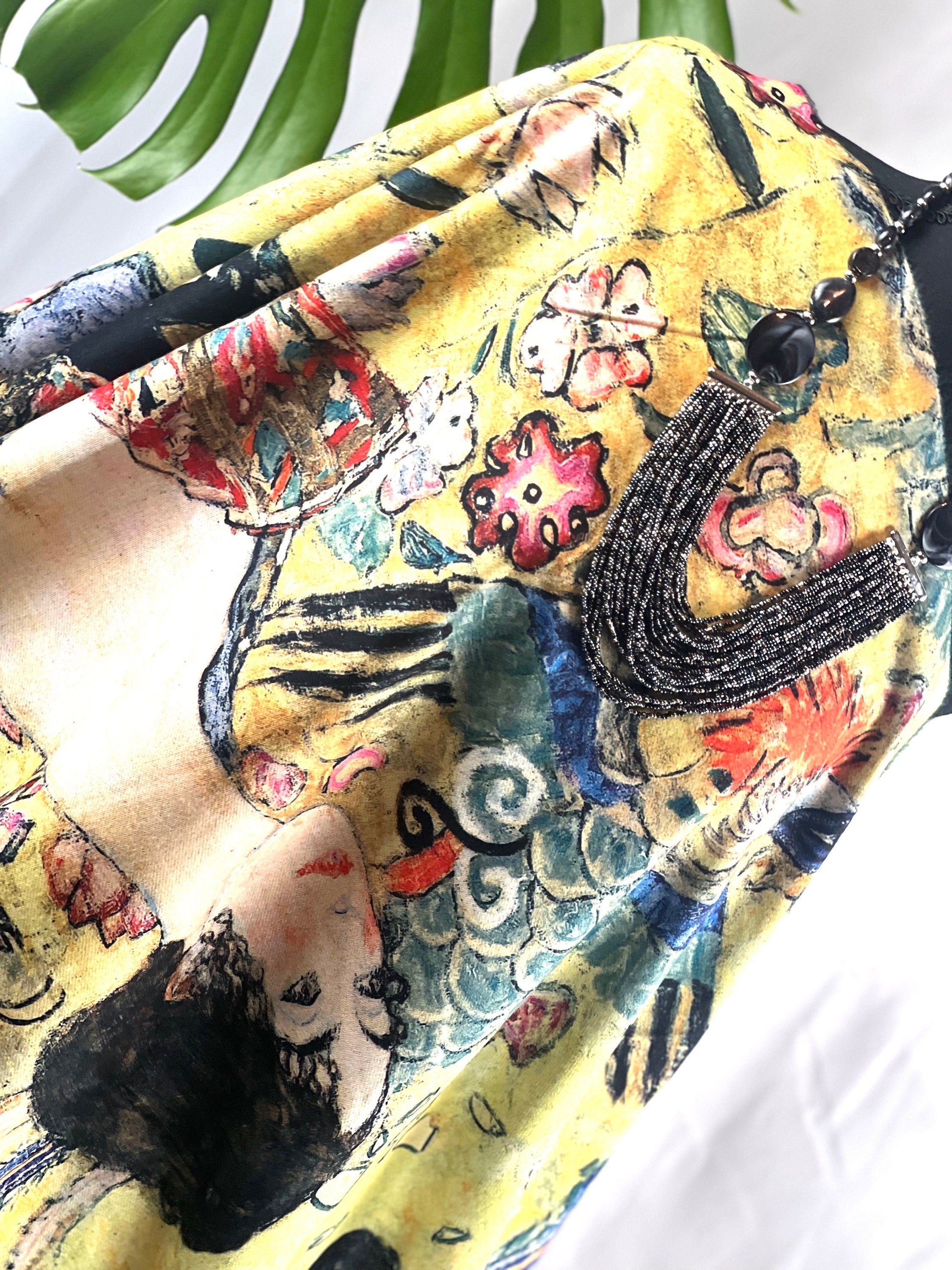 Lady With A Fan Painting by Gustav Klimt Classic Artwork Printed on Scarf Soft Cashmere-feel Tassel Ending Shawl Famous Classic Gift