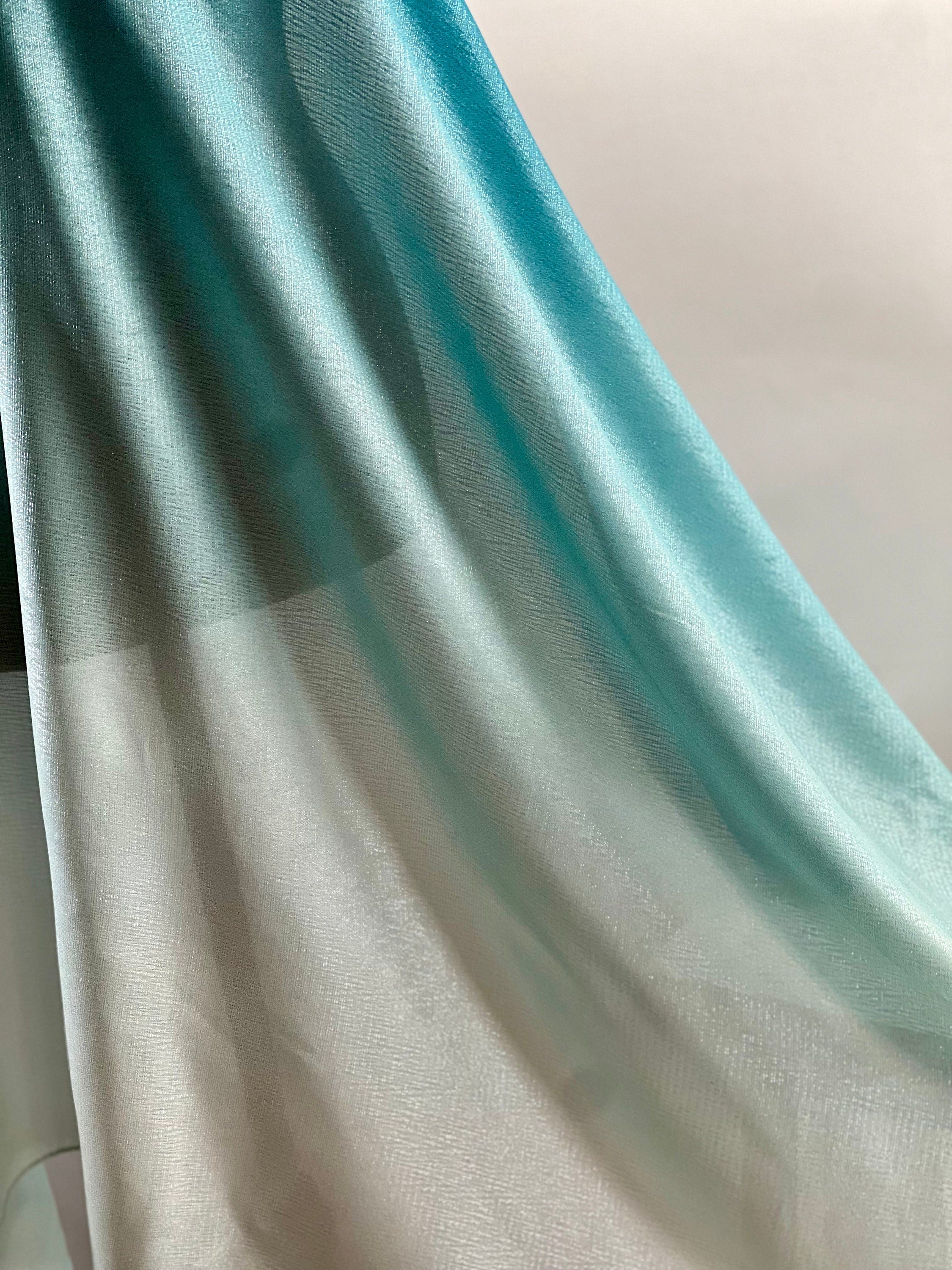 Glitter Shinning Ombre TEAL BLUE Shawl Bling Scarf Evening Wrap Wedding Shawl Prom Scarf Beach Coverup Resort Wear Cruise Wear