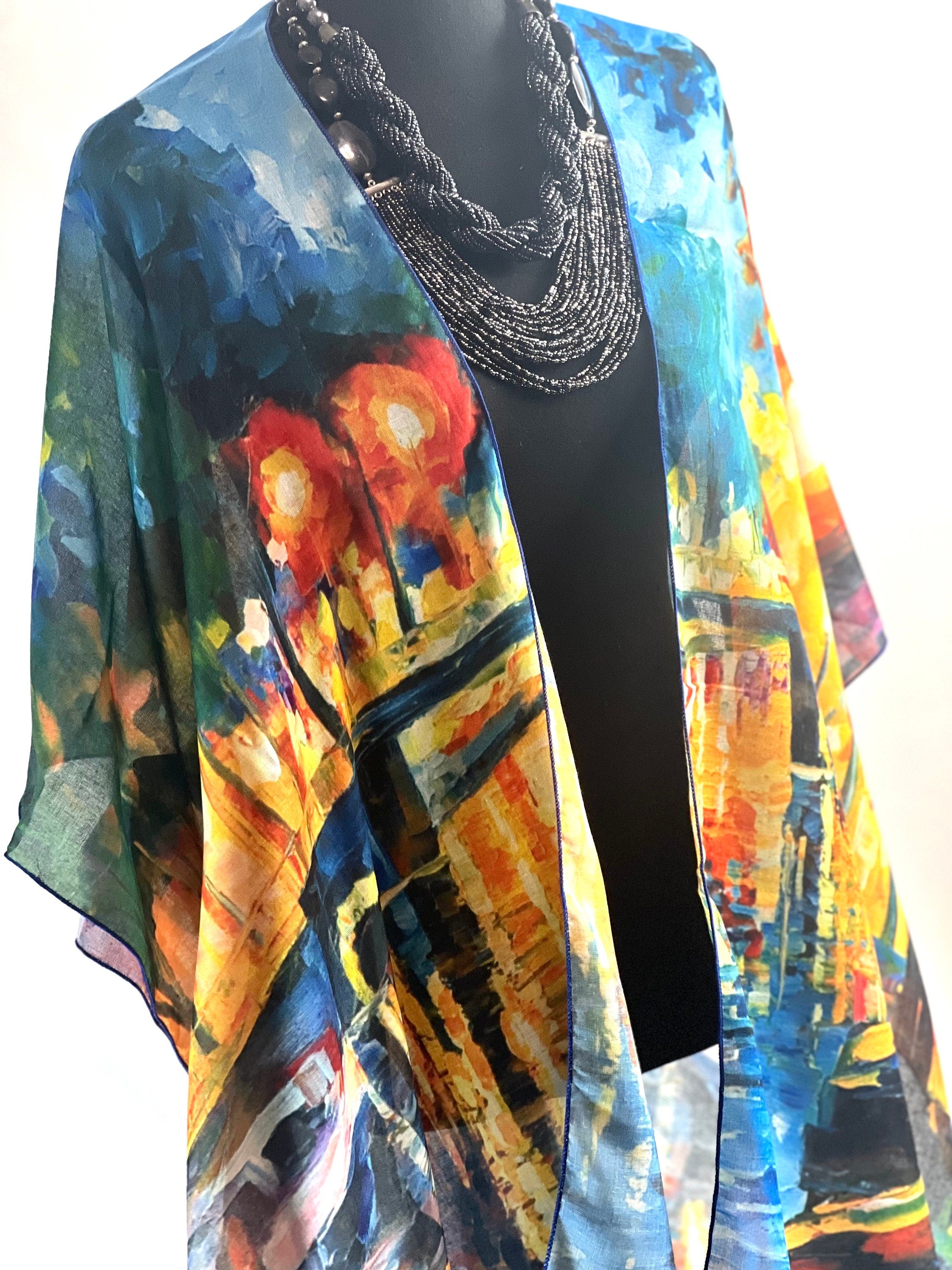 Les Jardin by Van Gogh blouse,  Van Gogh kimono, Summer wrap Summer wear beach coverup