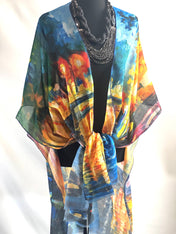 Les Jardin by Van Gogh blouse,  Van Gogh kimono, Summer wrap Summer wear beach coverup