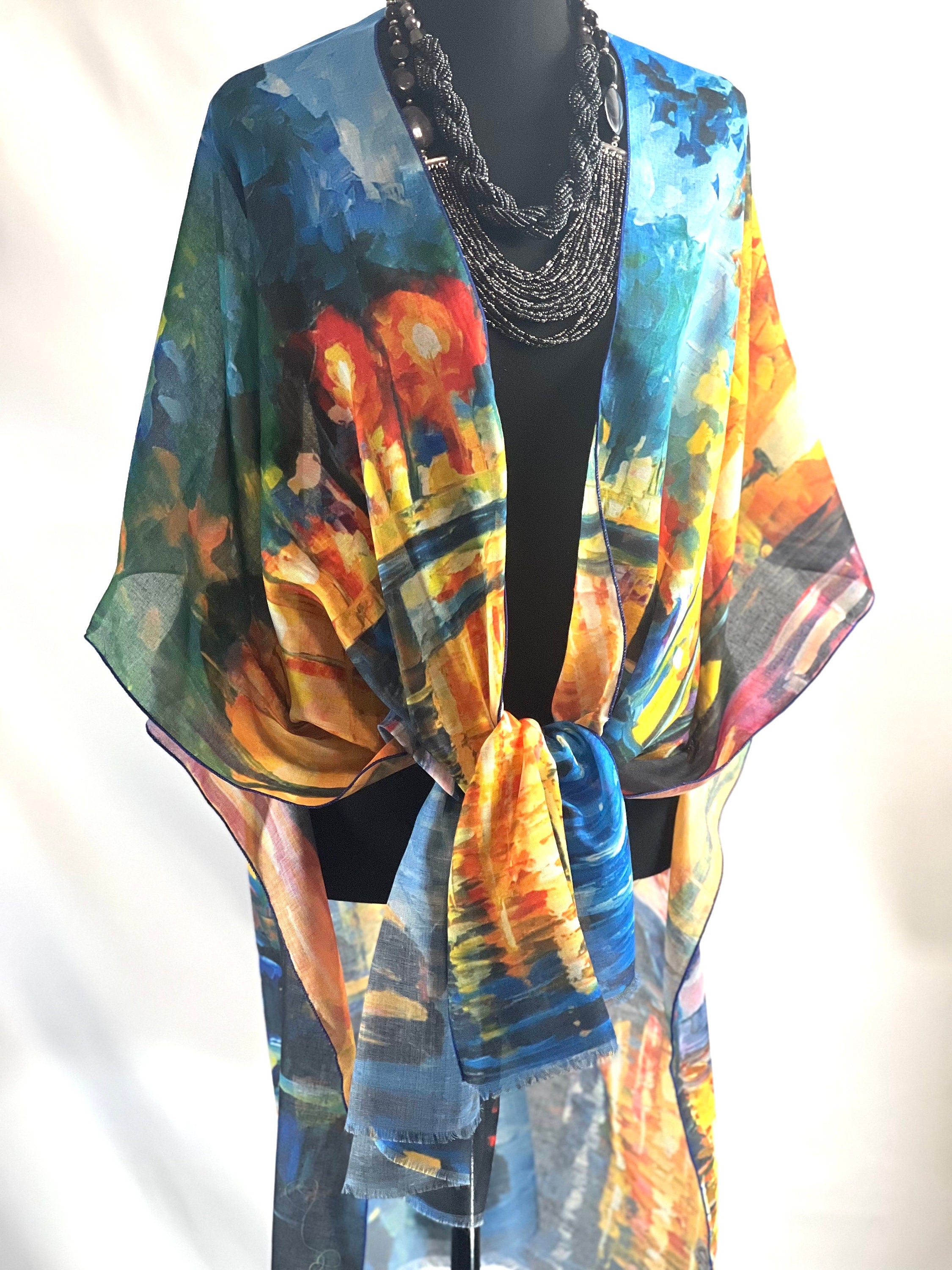 Les Jardin by Van Gogh blouse,  Van Gogh kimono, Summer wrap Summer wear beach coverup