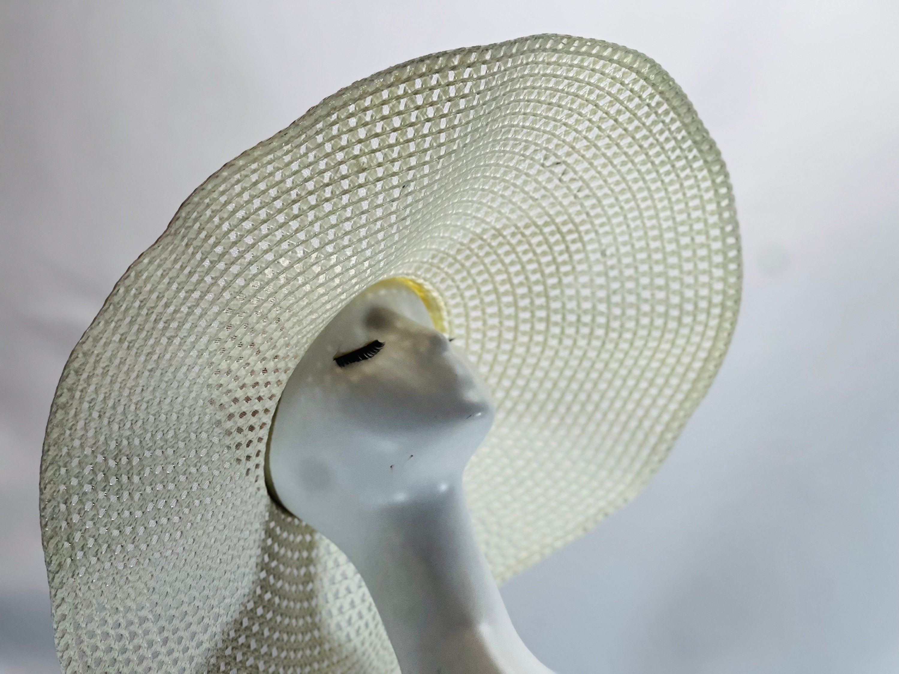 IVORY WHITE Stylish and Trendy Summer Hat Oversize Straw Hat Large Beach Hat Extra Wide Brim Hat 26" Wide Sun Hat Wedding Hat Bride Hat