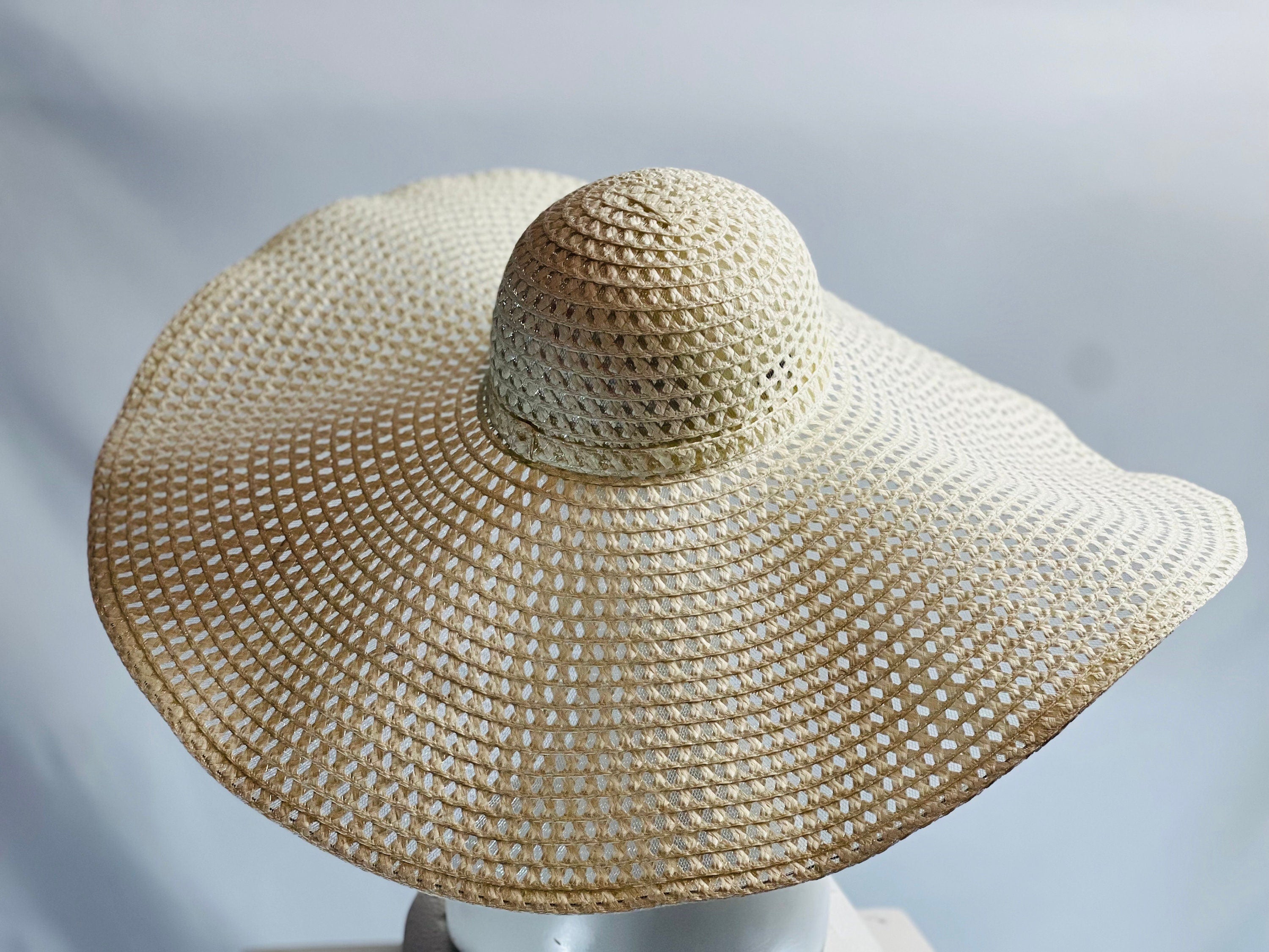 IVORY WHITE Stylish and Trendy Summer Hat Oversize Straw Hat Large Beach Hat Extra Wide Brim Hat 26" Wide Sun Hat Wedding Hat Bride Hat