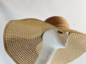 TAN BROWN Stylish and Trendy Summer Hat Oversize Straw Hat Large Beach Hat Extra Wide Brim Hat 26" Wide Sun Hat Wedding Hat Bride Hat