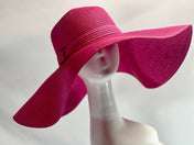 FUCHSIA PINK Stylish and Trendy Summer Hat Oversize Straw Hat Large Beach Hat Extra Wide Brim Hat 21" Wide Sun Hat Wedding Hat Bride Hat