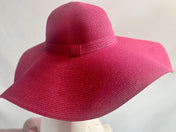 FUCHSIA PINK Stylish and Trendy Summer Hat Oversize Straw Hat Large Beach Hat Extra Wide Brim Hat 21" Wide Sun Hat Wedding Hat Bride Hat