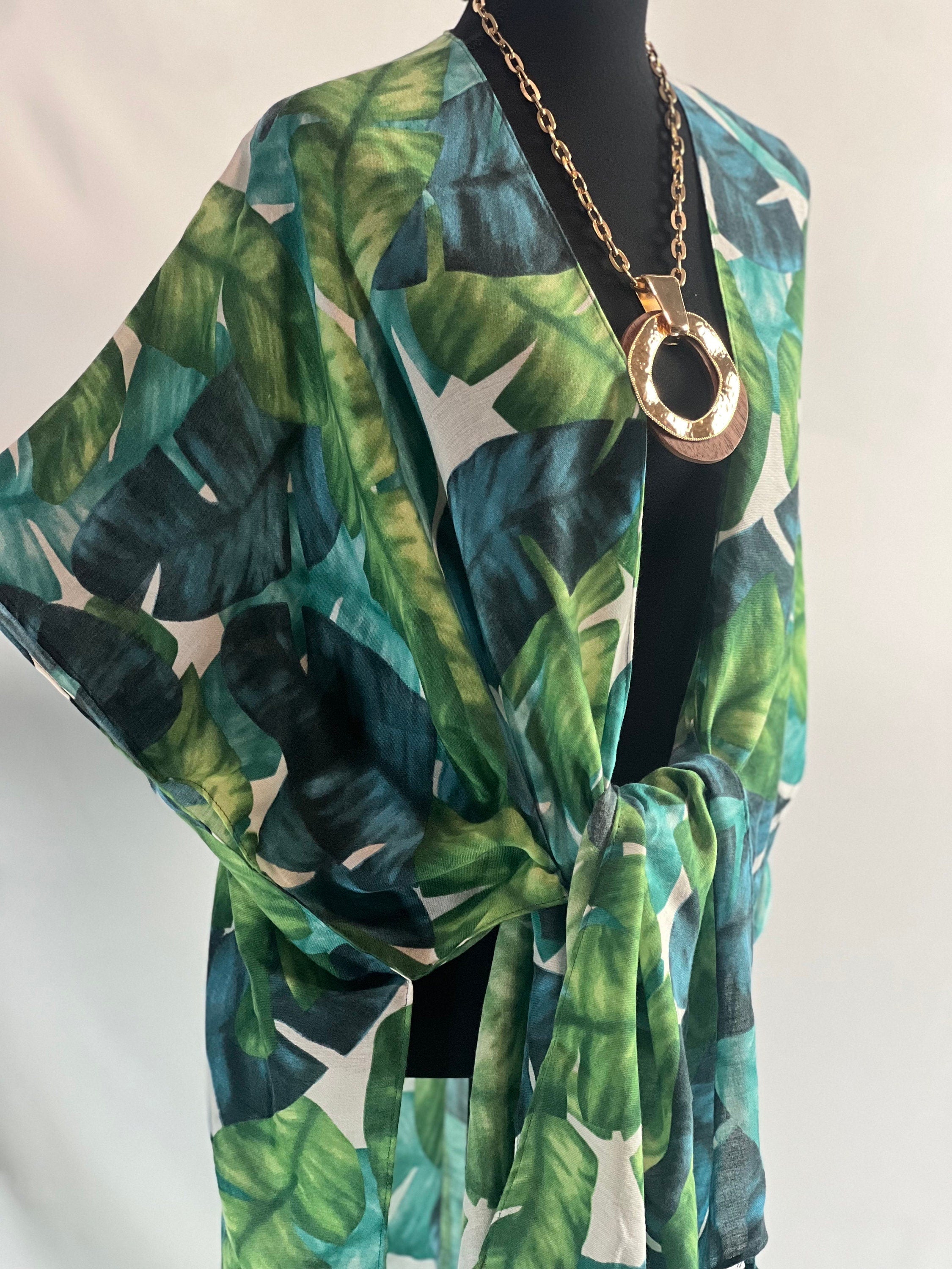 Banana Leaf Print blouse Summer kimono Resort cruise kimono lightweight kimono Beach coverup Art Lover Kimono Summer wear beach coverup