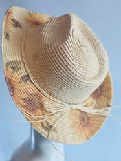 Sunflower Print Straw Hat Stylist Cowboy Hat Beach Hat Summer Hat Floral Hat