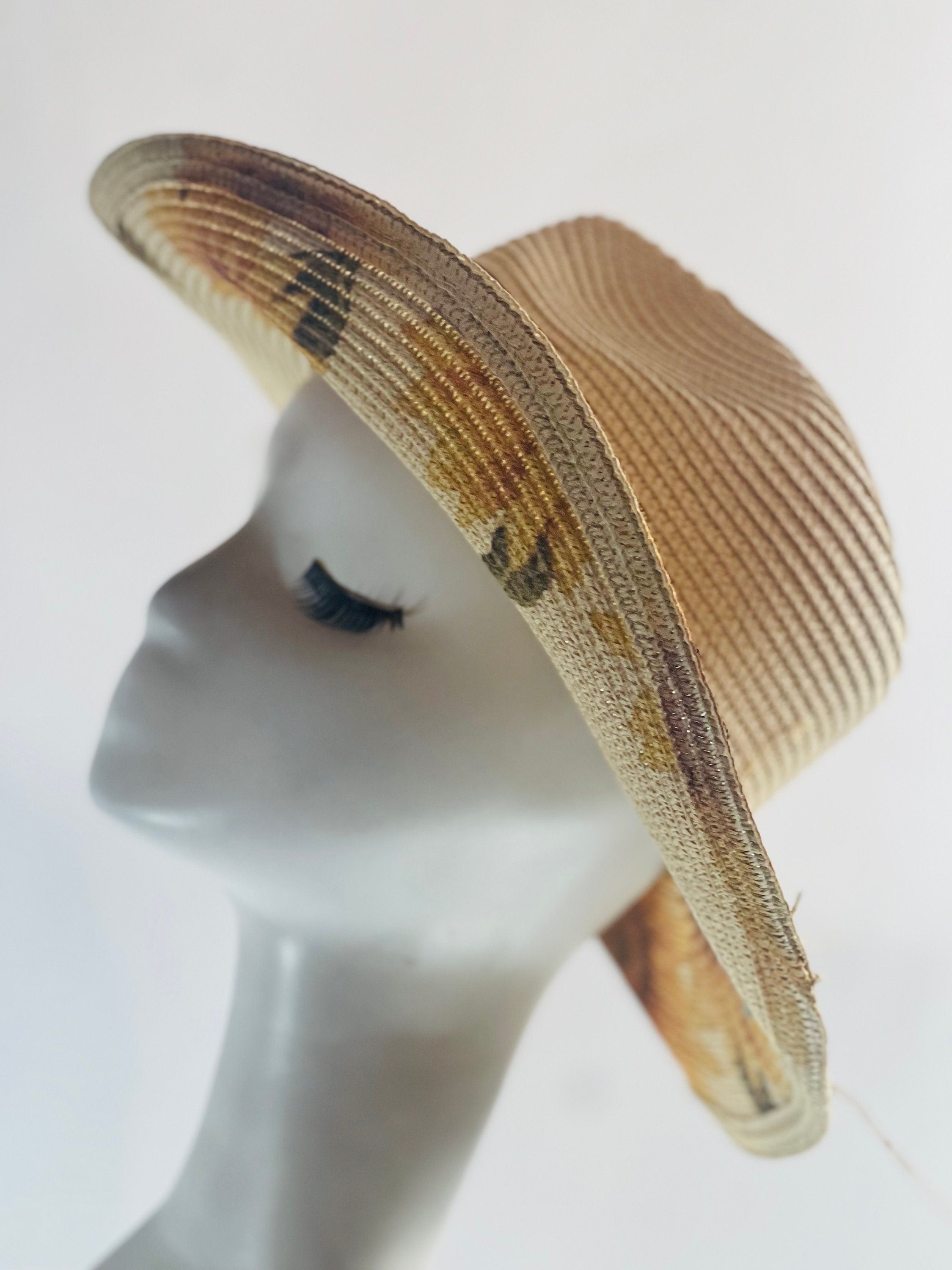 Sunflower Print Straw Hat Stylist Cowboy Hat Beach Hat Summer Hat Floral Hat