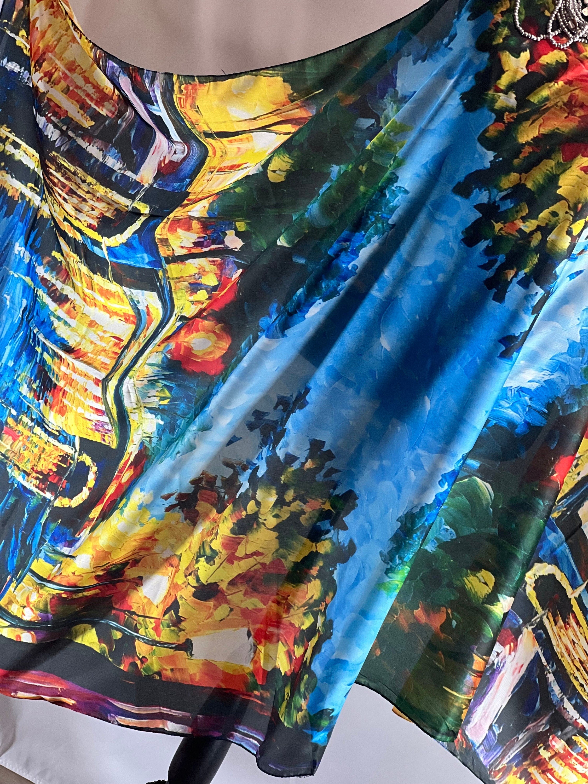 Les Jardin Masterpiece Classic Artwork 35" x 72" Shawl: Versatile Neck Scarf, Head Scarf, Summer Scarf, Beach Coverup Van Gogh Scarf