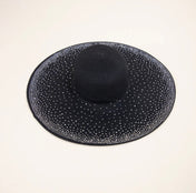 Sparkle Rhinestones Decor Black Floppy Wedding Hat Bride Hat Summer Hat Oversize Straw Hat Large Beach Hat Extra Wide Brim Hat 20"