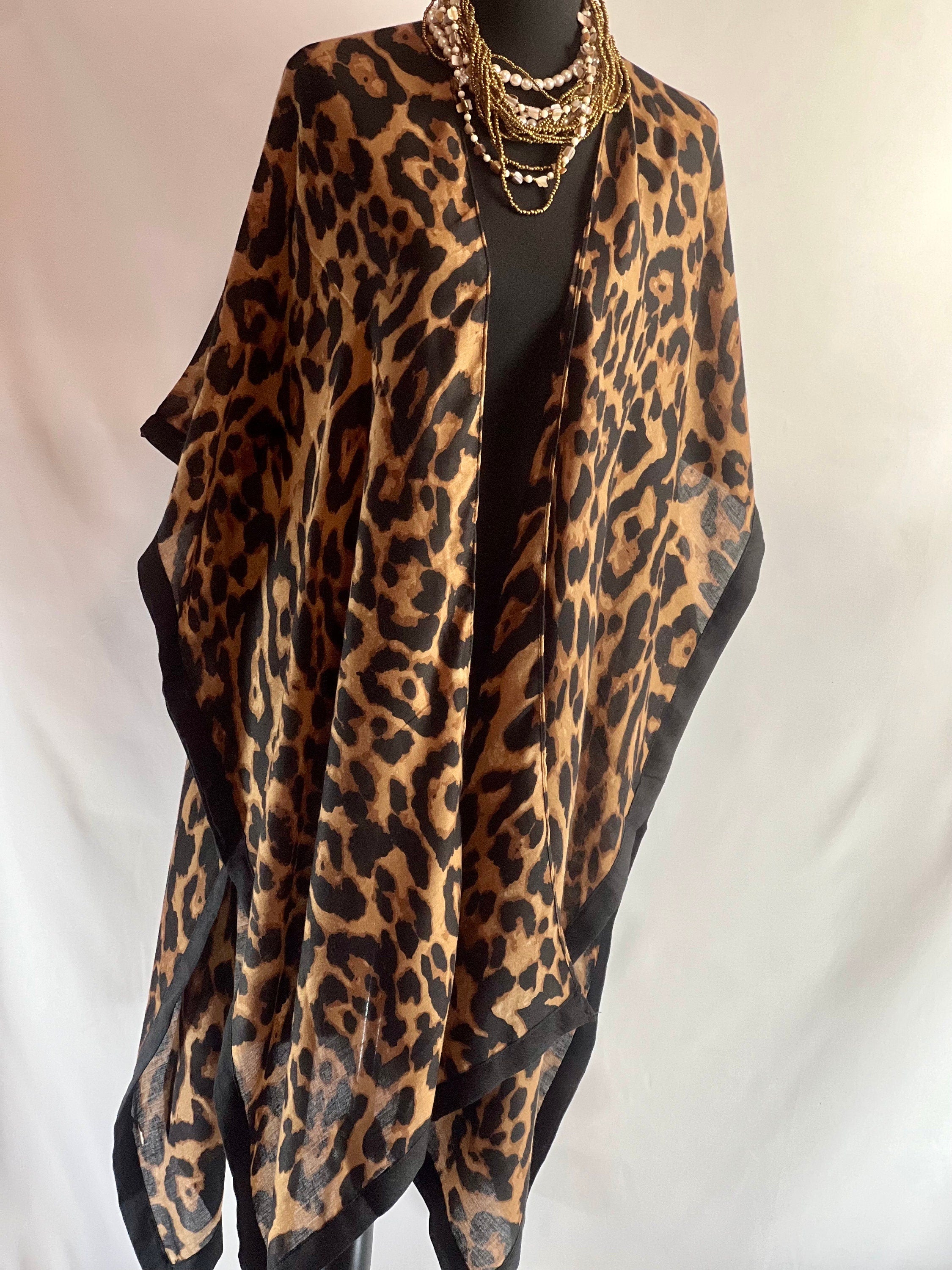 Leopard Animal Print Summer Long Kimono blouse Summer kimono Resort cruise kimono lightweight kimono Beach coverup Art Lover Kimono