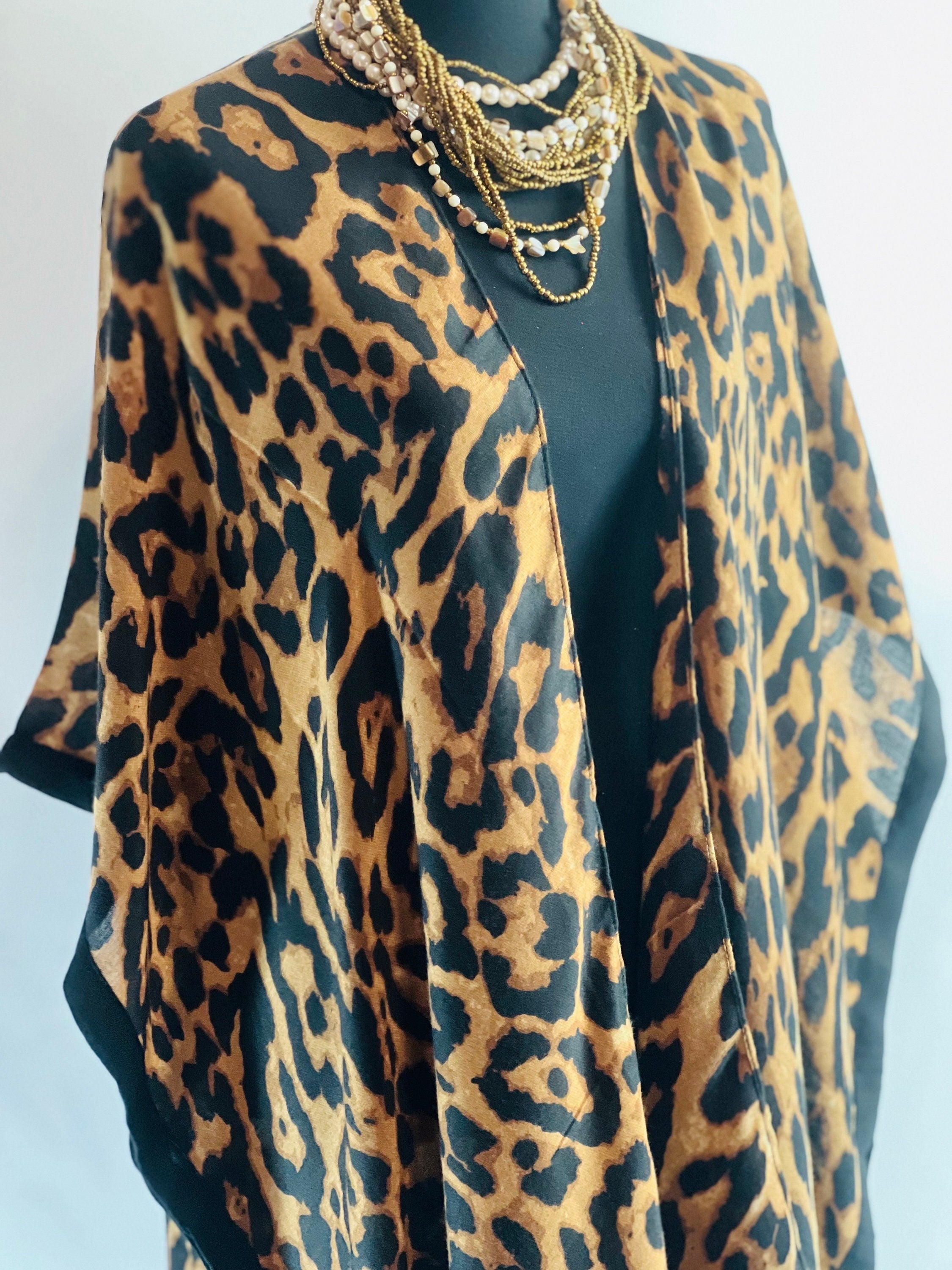 Leopard Animal Print Summer Long Kimono blouse Summer kimono Resort cruise kimono lightweight kimono Beach coverup Art Lover Kimono