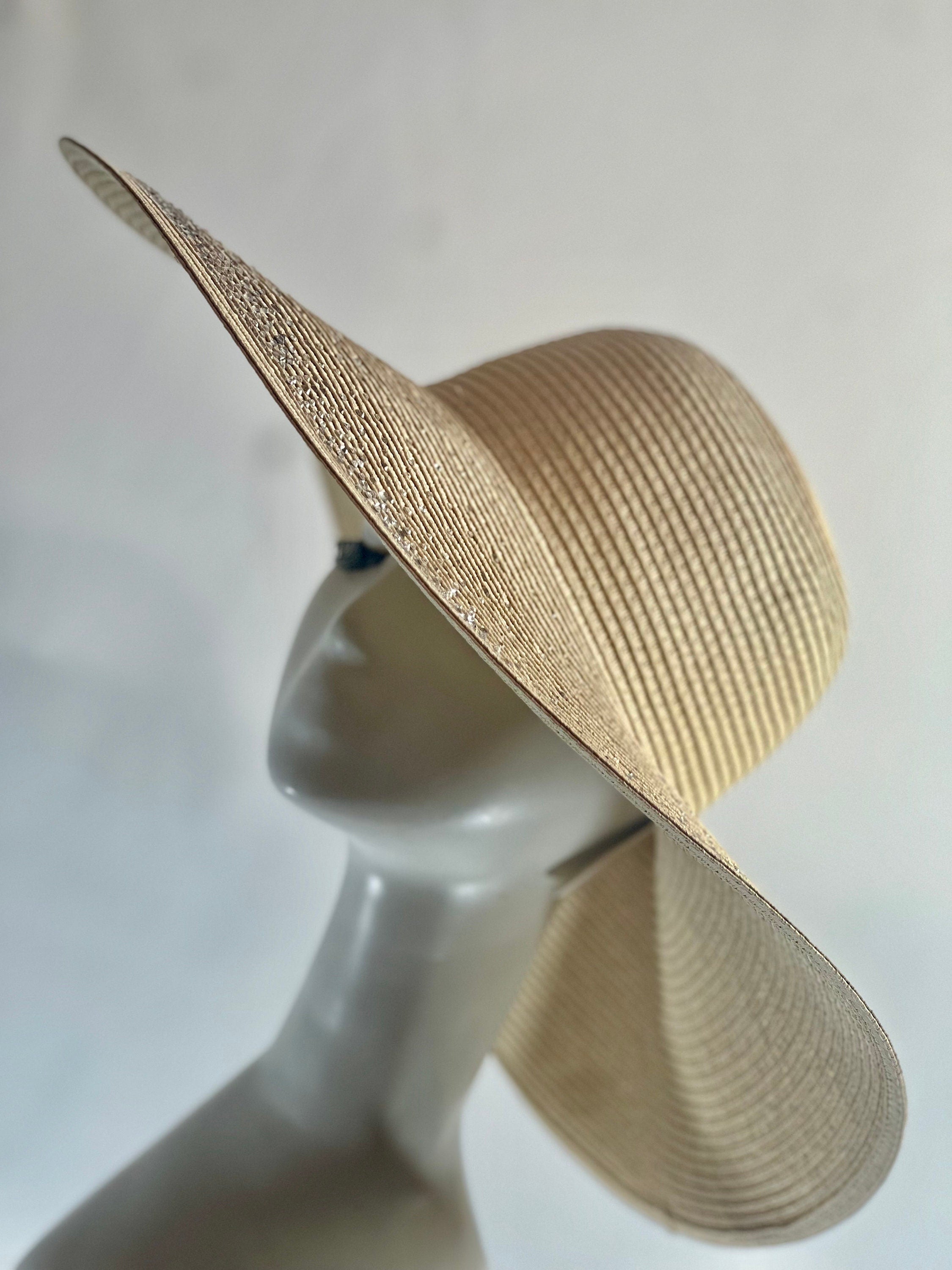 Sparkle Rhinestones Decor Tan Floppy Wedding Hat Bride Hat Summer Hat Oversize Straw Hat Large Beach Hat Extra Wide Brim Hat 20"