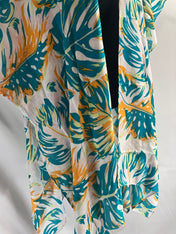 Monstera print Green blouse Summer kimono Resort cruise kimono lightweight kimono Beach coverup Art Lover Kimono Summer wear beach coverup