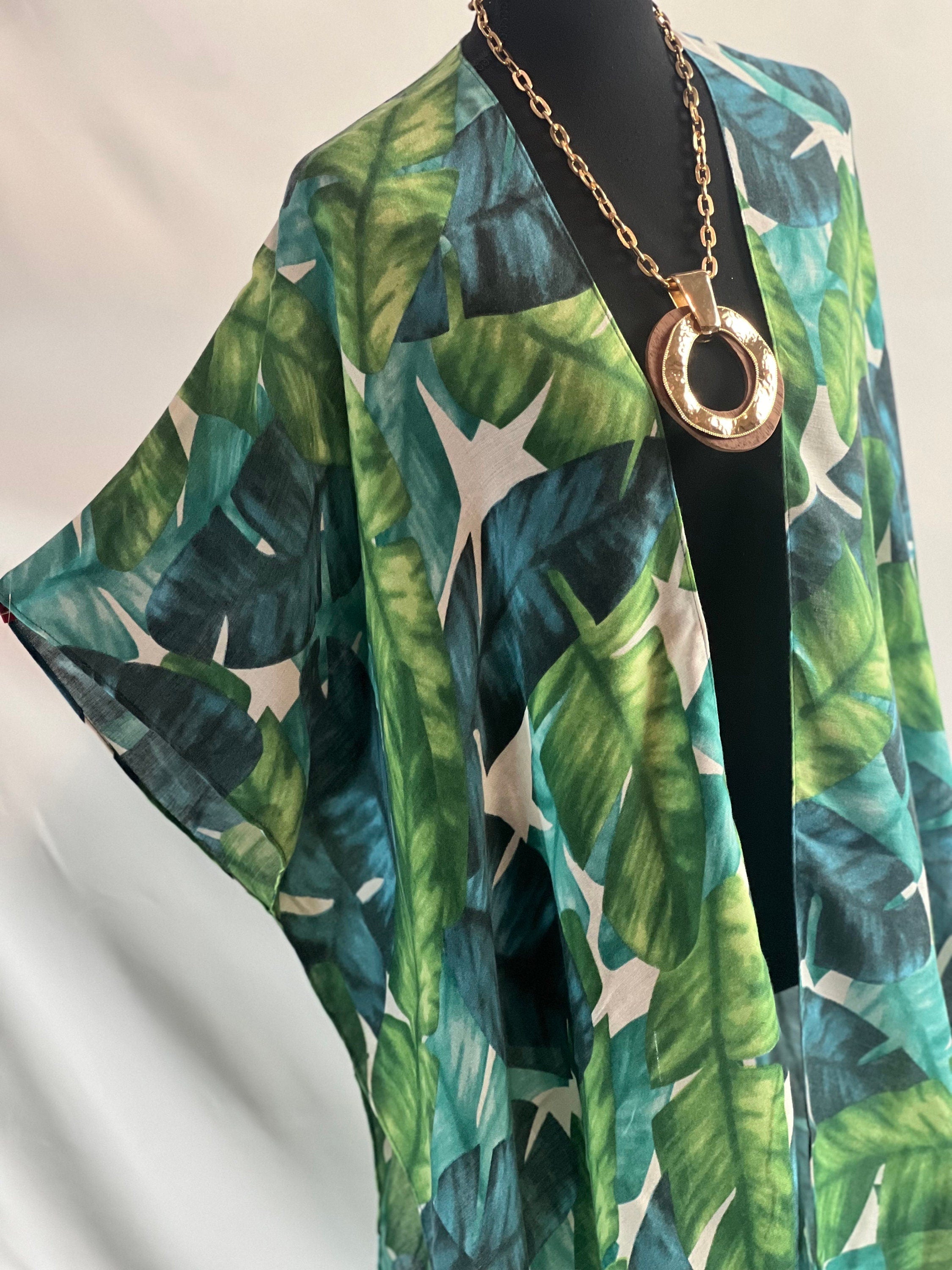 Banana Leaf Print blouse Summer kimono Resort cruise kimono lightweight kimono Beach coverup Art Lover Kimono Summer wear beach coverup