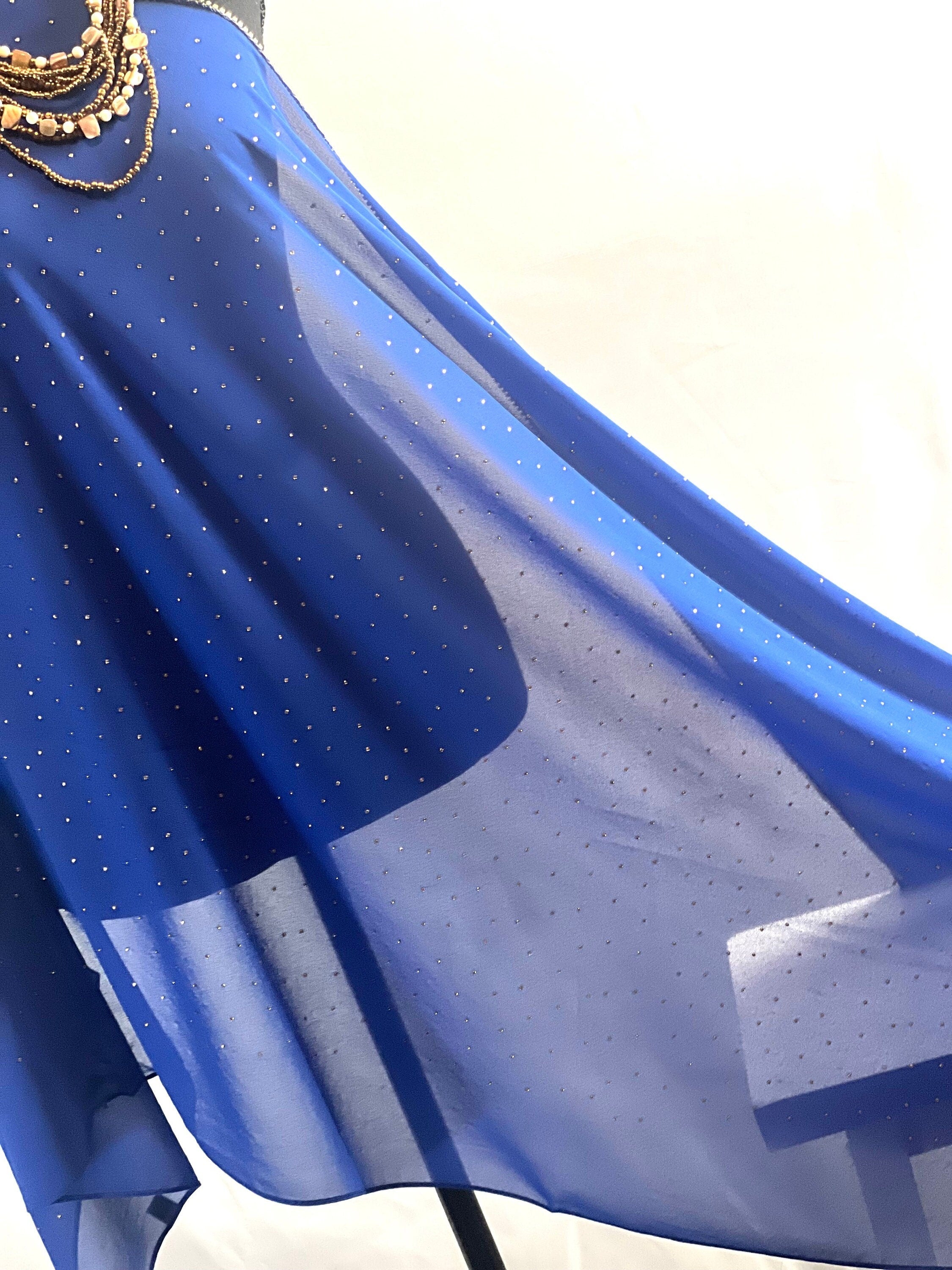 Royal Blue Scarf Rhinestone Elegance: Border Scarf Shawl with Sparkling Accents wedding shawl church cape party shawl birthday gift scarf