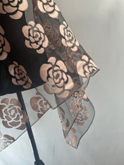 Rose Pink Silk Scarf Elegant Rose Flower Cut Organza Silk Scarf: Sheer Floral Wrap for Weddings and Evenings