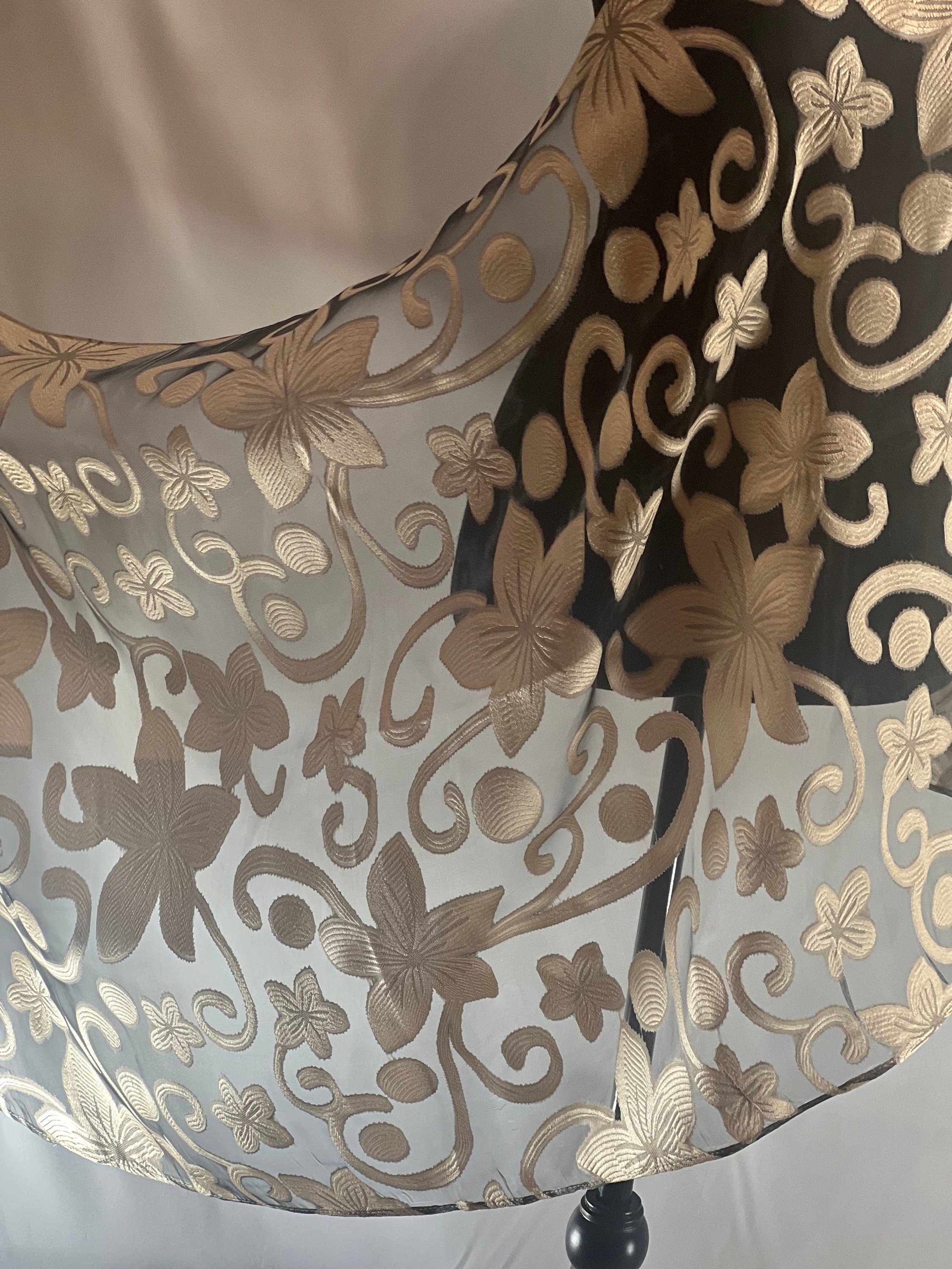 Light Cream Silk Scarf Elegant Flower Cut Organza Silk Scarf: Sheer Floral Wrap for Weddings and Evenings