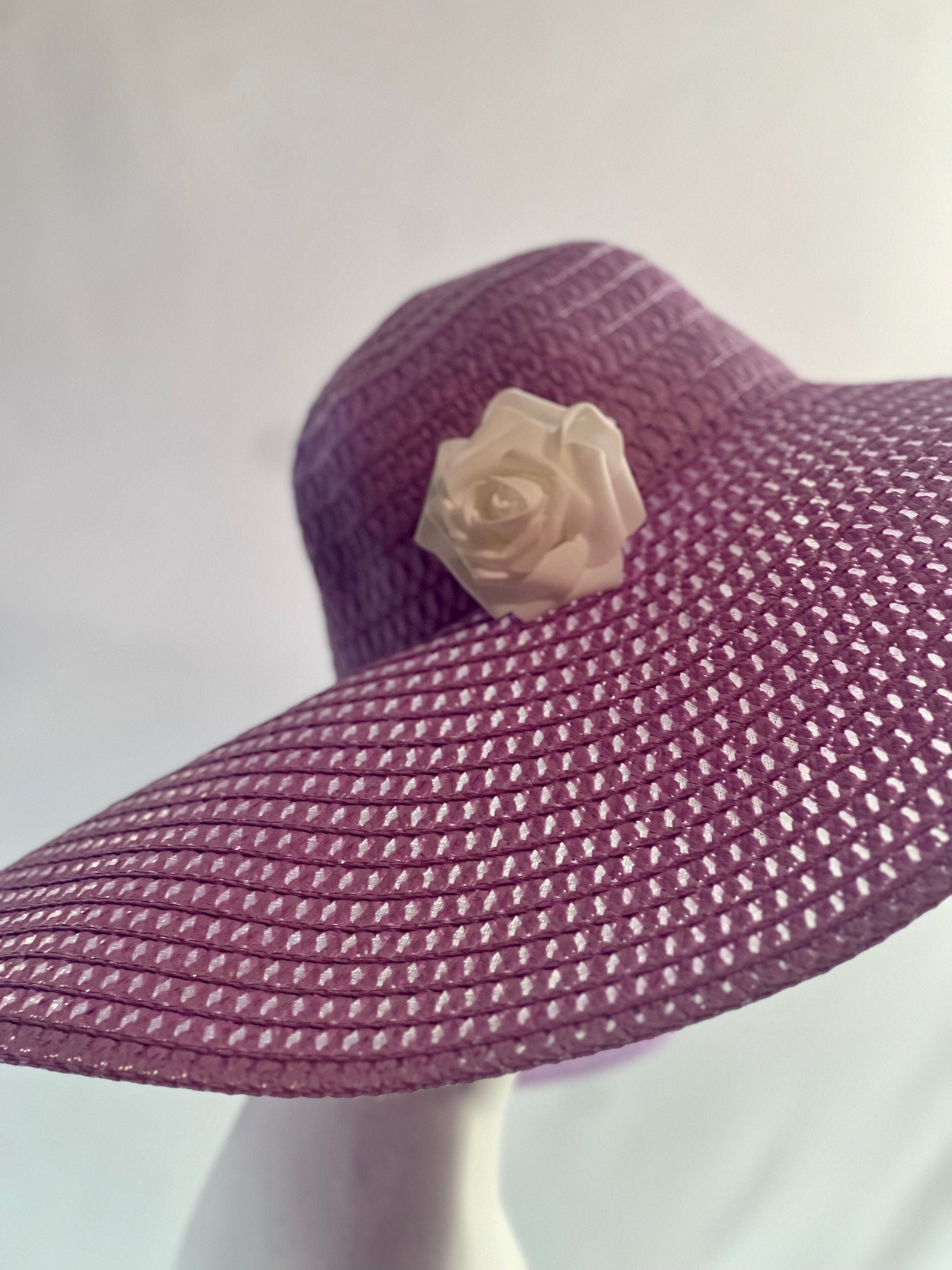 Lavender Purple Sun Hat Stylish Trendy Summer Hat Oversize Straw Hat Large Beach Hat Extra Wide Brim Hat 28" Wide Sun Hat