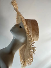 Light Cream Holiday Romance Sun Hat Summer Hat Oversize Raffia Palm Hat Large Beach Hat Extra Wide Brim Hat 21" Wide Sun Hat Wedding Hat