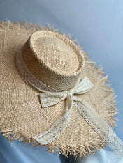 Light Cream Holiday Romance Sun Hat Summer Hat Oversize Raffia Palm Hat Large Beach Hat Extra Wide Brim Hat 21" Wide Sun Hat Wedding Hat