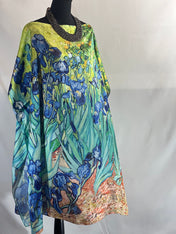 Irises Van Gogh Kaftan Summer Caftan Resort Dress Beach Coverup Relax Fit Dress Artful print Kaftan Stylish Fashion Dress Lightweight Caftan