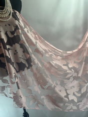 Rose Pink Silk Elegant Flower Cut Organza Silk Scarf: Sheer Floral Wrap for Weddings and Evenings